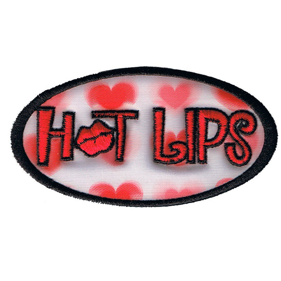 Hot Lips Kiss Holographic Patch Hearts Love Smooch Embroidered Iron On Applique