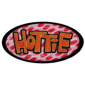 Hottie Name Tag Polka Dot Patch Symbol Badge Craft Holographic Iron On Applique