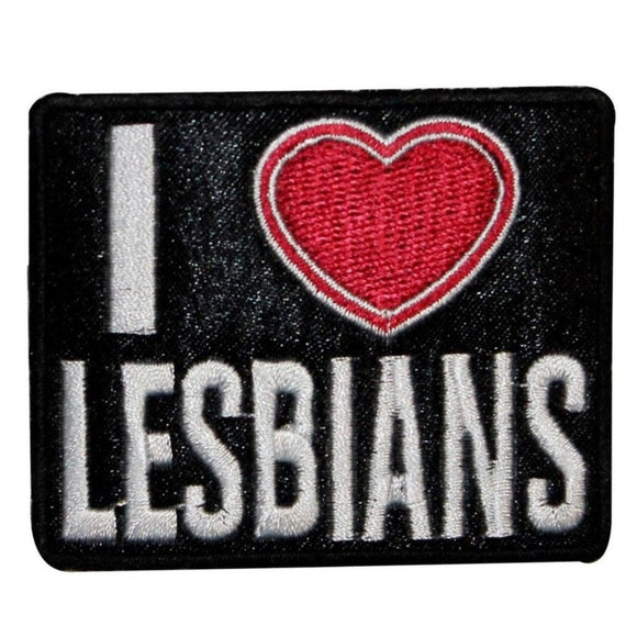 I Heart Lesbians Name Tag Patch Love Girls Badge Embroidered Iron On Applique