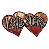 Love Sucks Hearts Patch Badge Stinks Hate Symbol Embroidered Iron On Applique