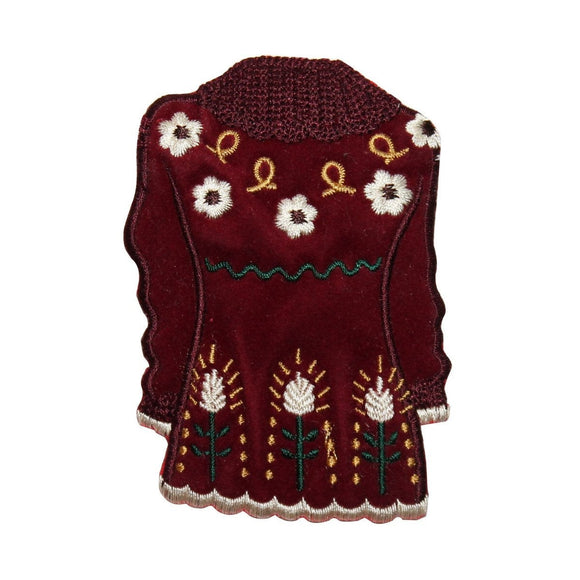 ID 7874 Fuzzy Winter Dress Patch Floral Fashion Embroidered Iron On Applique