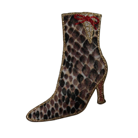 ID 7920 Leopard Print Boot Patch High Heel Fashion Embroidered Iron On Applique