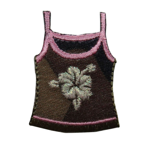 ID 7928 Flower Tank Top Patch Girls Tropical Shirt Embroidered Iron On Applique