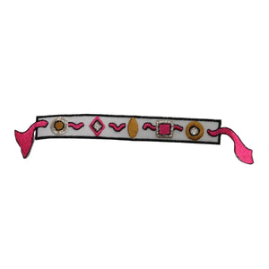 ID 7951 Gem Wrist Band Patch Tie Bracelet Fashion Embroidered Iron On Applique