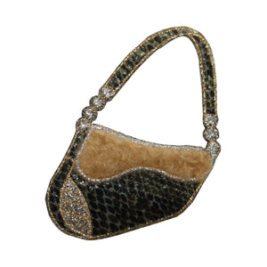 ID 8336 Fuzzy Snakeskin Purse Patch Handbag Fashion Embroidered Iron On Applique