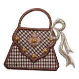 ID 7987 Checkered Purse With Ribbon Patch Handbag Embroidered Iron On Applique