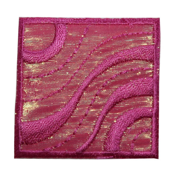 ID 8340 Shiny Pink Waves Badge Patch Craft Emblem Embroidered Iron On Applique