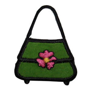 ID 8409 Felt Flower Purse Patch Hand Bag Fashion Embroidered Iron On Applique