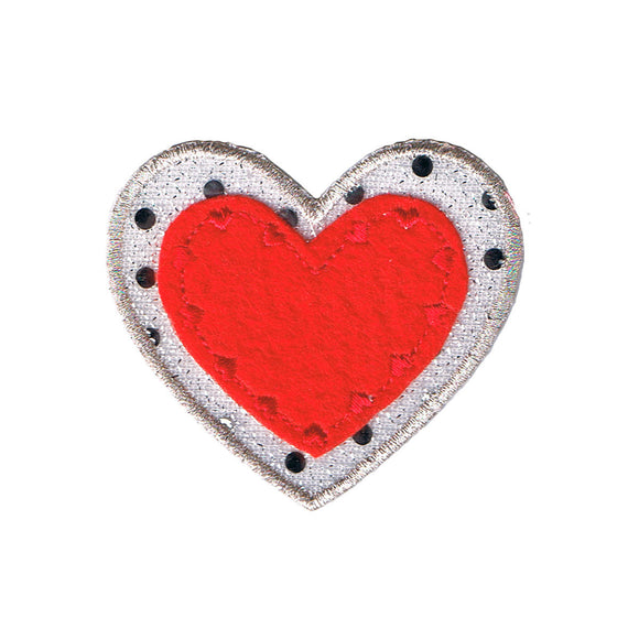 Red Heart With Sequins Patch Love Symbol Badge Embroidered Iron On Applique