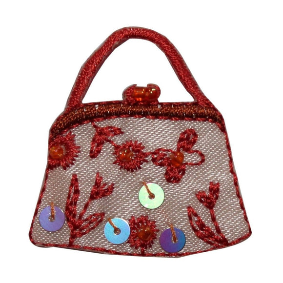 ID 8367 Floral Sequin Hand Bag Patch Purse Fashion Embroidered Iron On Applique