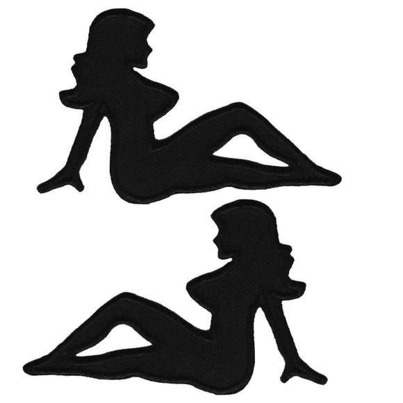 Set of 2 Truck Mud Flap Girl Patch Black Silhouette Embroidered Iron On Applique