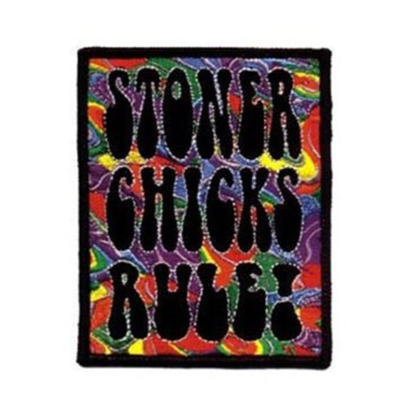 Stoner Chicks Rule Badge Patch Hippie High Girls Embroidered Iron On Applique