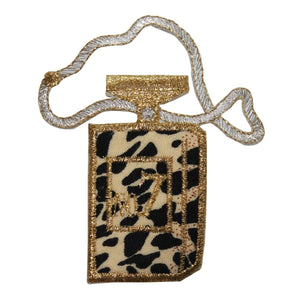 ID 8380 Leopard Print Perfume Bottle Patch Scent Embroidered Iron On Applique