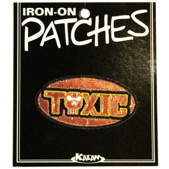 Toxic Name Tag Badge Patch Metallic Skull Evil Bad Embroidered Iron On Applique