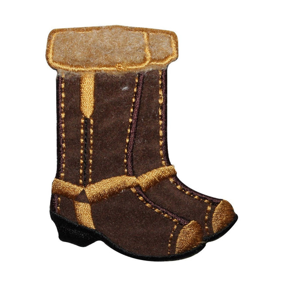 ID 8446 Fuzzy Pair of Boots Patch Cowboy Fashion Embroidered Iron On Applique