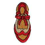 ID 8515 Ruby Bow Slipper Shoe Patch Formal Fashion Embroidered Iron On Applique