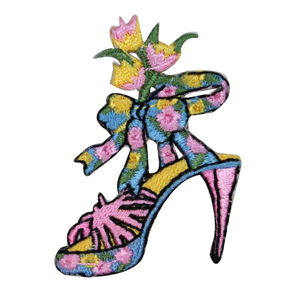 ID 8531 Bouquet High Heel Shoe Patch Flower Fashion Embroidered Iron On Applique