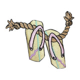 ID 8542 Flip Flops On Rope Patch Dry Sandal Beach Embroidered Iron On Applique