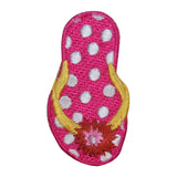 ID 8545 Polka Dot Flip Flop Patch Thong Floral Shoe Embroidered Iron On Applique