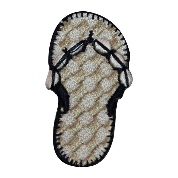 ID 8486 Sea Shell Flip Flop Patch Beach Thong Shoe Embroidered Iron On Applique