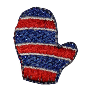 ID 8488 Striped Winter Mitten Patch Snow Glove Knit Embroidered Iron On Applique