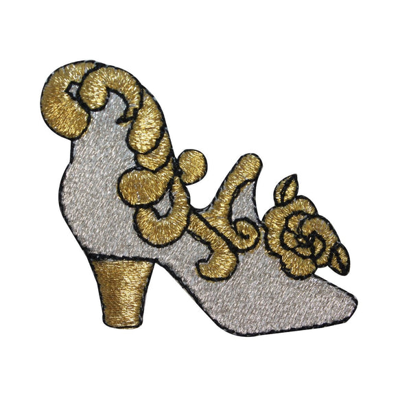 ID 8553 Silver Fancy Dress Heel Patch Dance Shoe Embroidered Iron On Applique