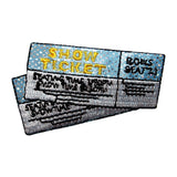 ID 8562 Pair of Show Tickets Patch Movie Theatre Embroidered Iron On Applique