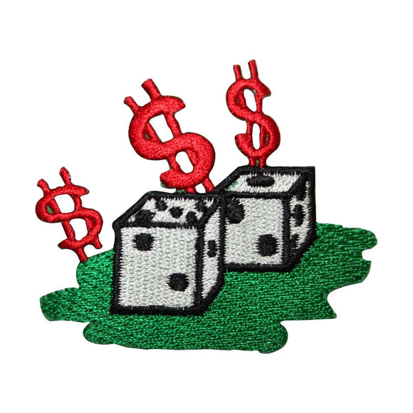 ID 8571a Casino Dice  Patch Gambling Dollar Sign Embroidered Iron On Applique