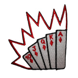 ID 8602 Royal Flush Poker Cards Patch Hand Gambling Embroidered Iron On Applique