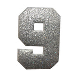ID 8639 Shiny Number 9 Nine Patch Glitter Metallic Symbol Iron On Applique