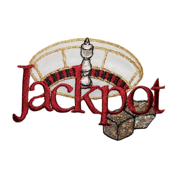 ID 8599 Jackpot Roulette Sign Patch Casino Gamble Embroidered Iron On Applique