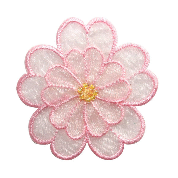 ID 8654 Pink Flower Blossom Patch Craft Garden Plant Embroidered IronOn Applique