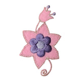 ID 8659 Pink Flower Craft Patch Garden Plant Felt Embroidered Iron On Applique