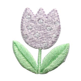 ID 8663 Purple Spotted Tulip Patch Garden Flower Embroidered Iron On Applique