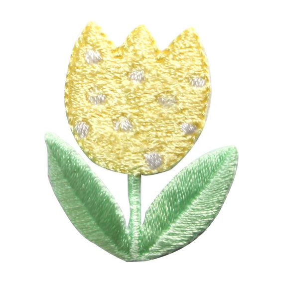 ID 8665 Yellow Spotted Tulip Patch Garden Flower Embroidered Iron On Applique