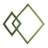 ID 8743 Green Linked Diamonds Patch Outline Design Embroidered Iron On Applique