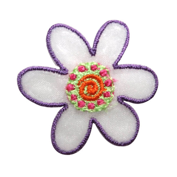 ID 8668 Spiral Center Flower Patch Garden Blossom Embroidered Iron On Applique