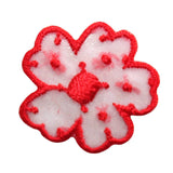 ID 8670 Red Spotted Flower Patch Daisy Garden Bloom Embroidered Iron On Applique