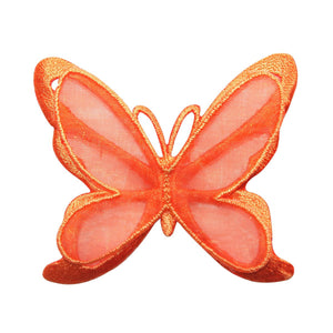 ID 8674 Orange Butterfly 3D Wings Patch Garden Fairy Embroidered IronOn Applique