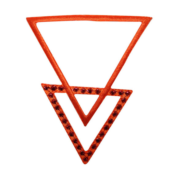 ID 8748 Orange Triangle Linked Patch Outline Design Embroidered Iron On Applique