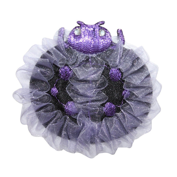 ID 8691 Purple Lace Ladybug Patch Ribbon Garden Bug Embroidered Iron On Applique