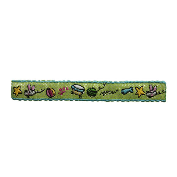 ID 8693 Cat Strip Border Patch Craft Collar Toys Embroidered Iron On Applique
