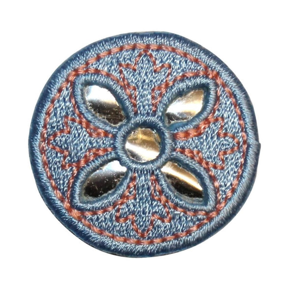 ID 8700 Reflective Abstract Circle Patch Round Shape Embroidered IronOn Applique