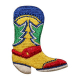 ID 8784 Western Cowboy Boot Patch Work Shoe Riding Embroidered Iron On Applique