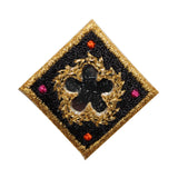 ID 8802 Gold Reflective Flower Diamond Patch Design Embroidered Iron On Applique