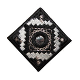 ID 8800 Black Shiny Diamond Patch Western Square Embroidered Iron On Applique