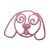 ID 8818 Puppy Dog Face Outline Patch Pink Symbol Embroidered Iron On Applique
