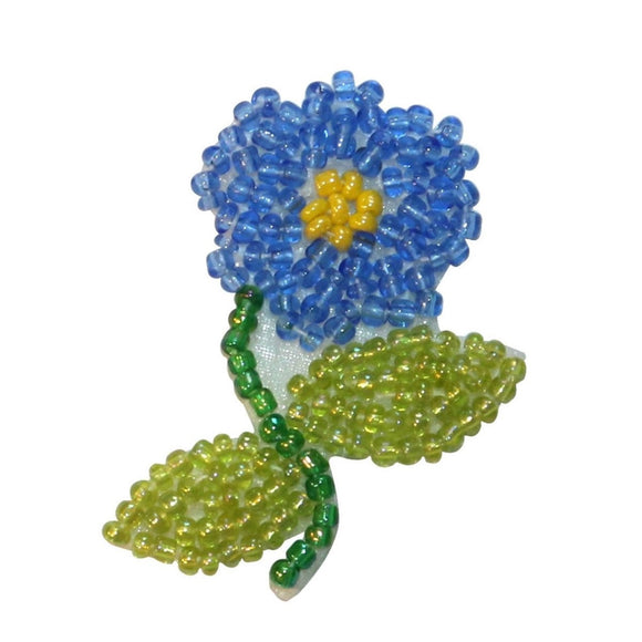 ID 8912 Navy Daisy Flower Patch Garden Plant Blossom Beaded Iron On Applique