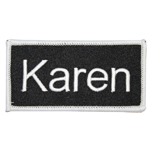 Karen Name Tag Patch Uniform ID Work Shirt Badge Embroidered Iron On Applique
