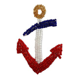 ID 8889 American Anchor Navy Patch Ship Ocean Nautical Beaded Iron On Applique